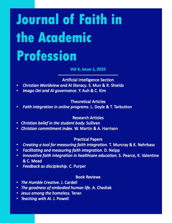 					View Vol. 4 No. 1 (2025): Christian responses to AI; measuring faith integration
				